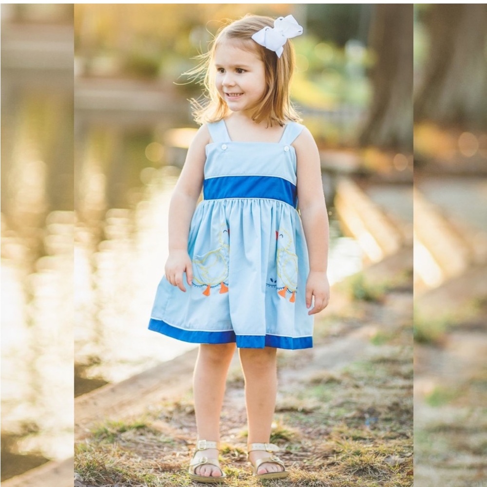 The Proper Peony Ducky Pinafore Dress Girl’s Dress 5 yrs